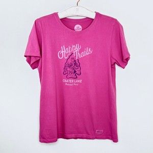 Life is good Womens Crater Lake National Park Short Sleeve T Shirt Pink Medium